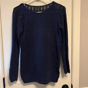 Rachel Zoe OpenWork Woven Thin Knit Sweater‎ Navy Blue M - Casual